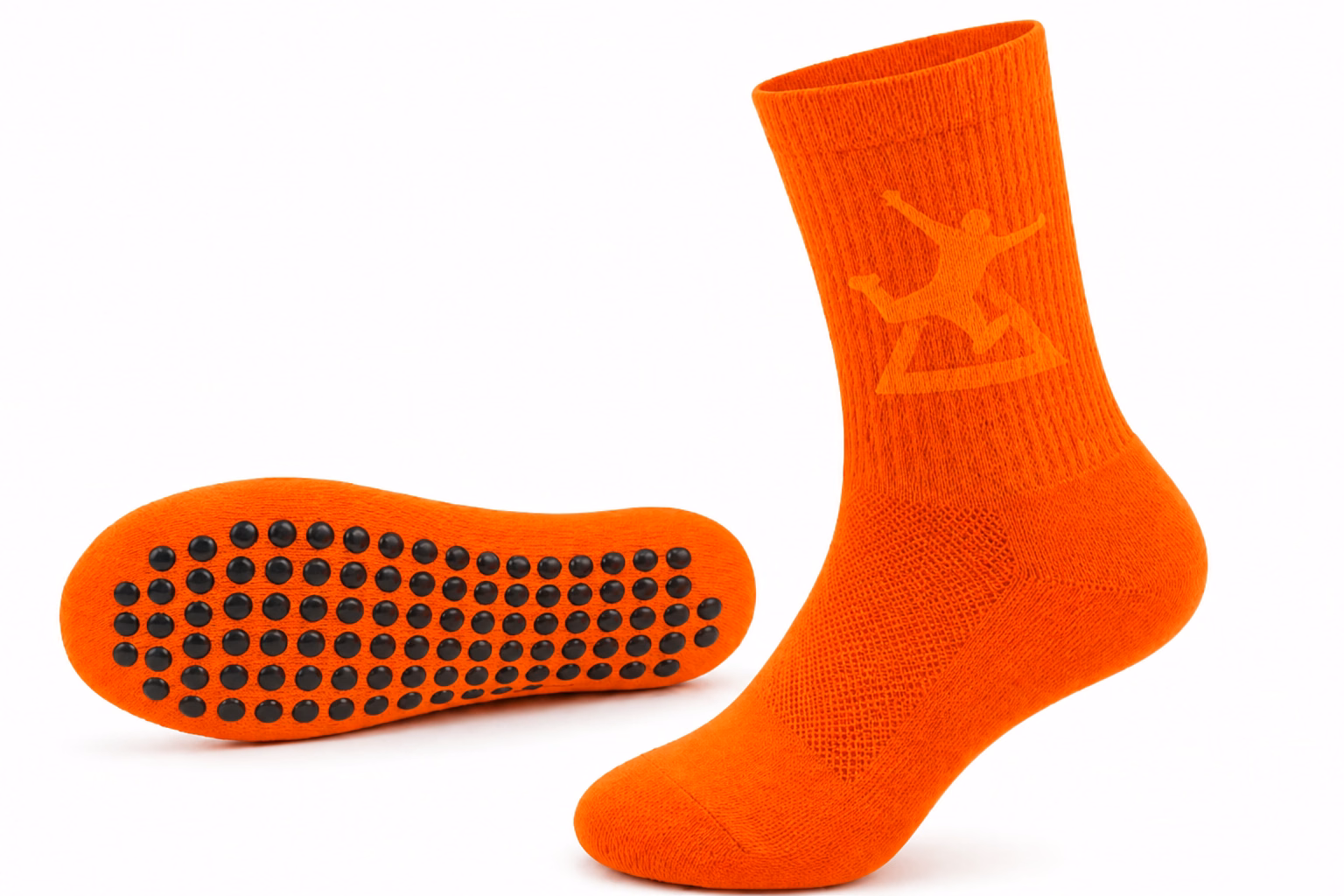 Orange trampoline grip socks