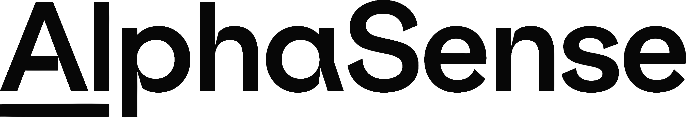 AlphaSense company logo in black text with a horizontal line under the letter A.