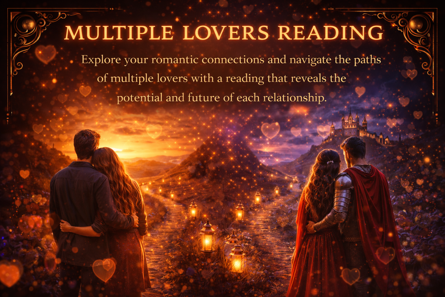 Two romantic paths represented by tarot cards during love reading.