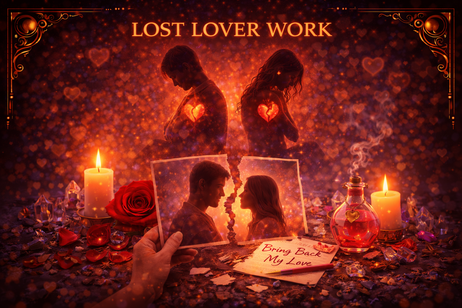 Romantic ritual setup symbolizing reconciliation and lost love restoration.
