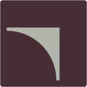 A gray quarter circle shape in the bottom left corner on a dark brown square background.