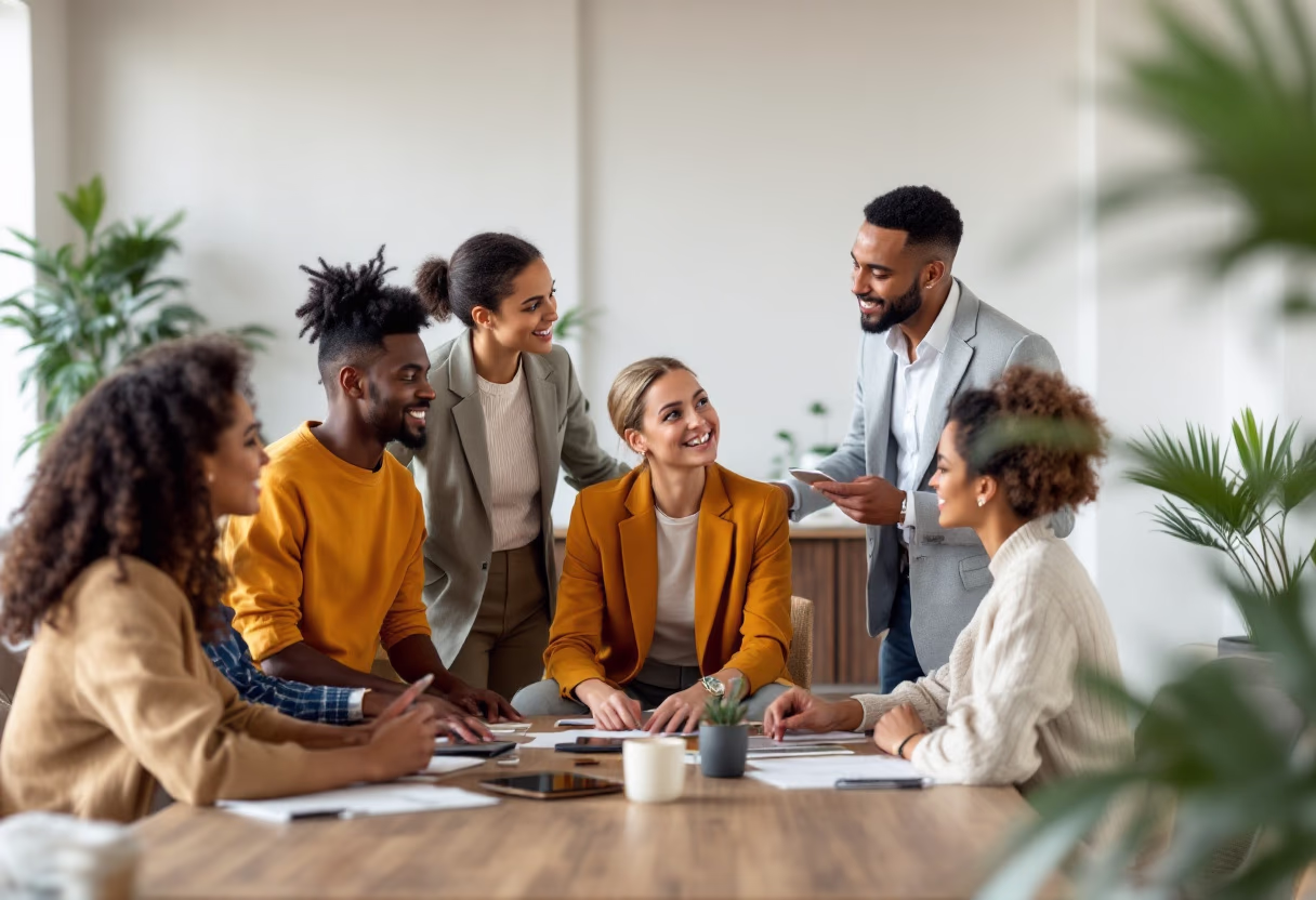 image of team discussion (for a hr tech)