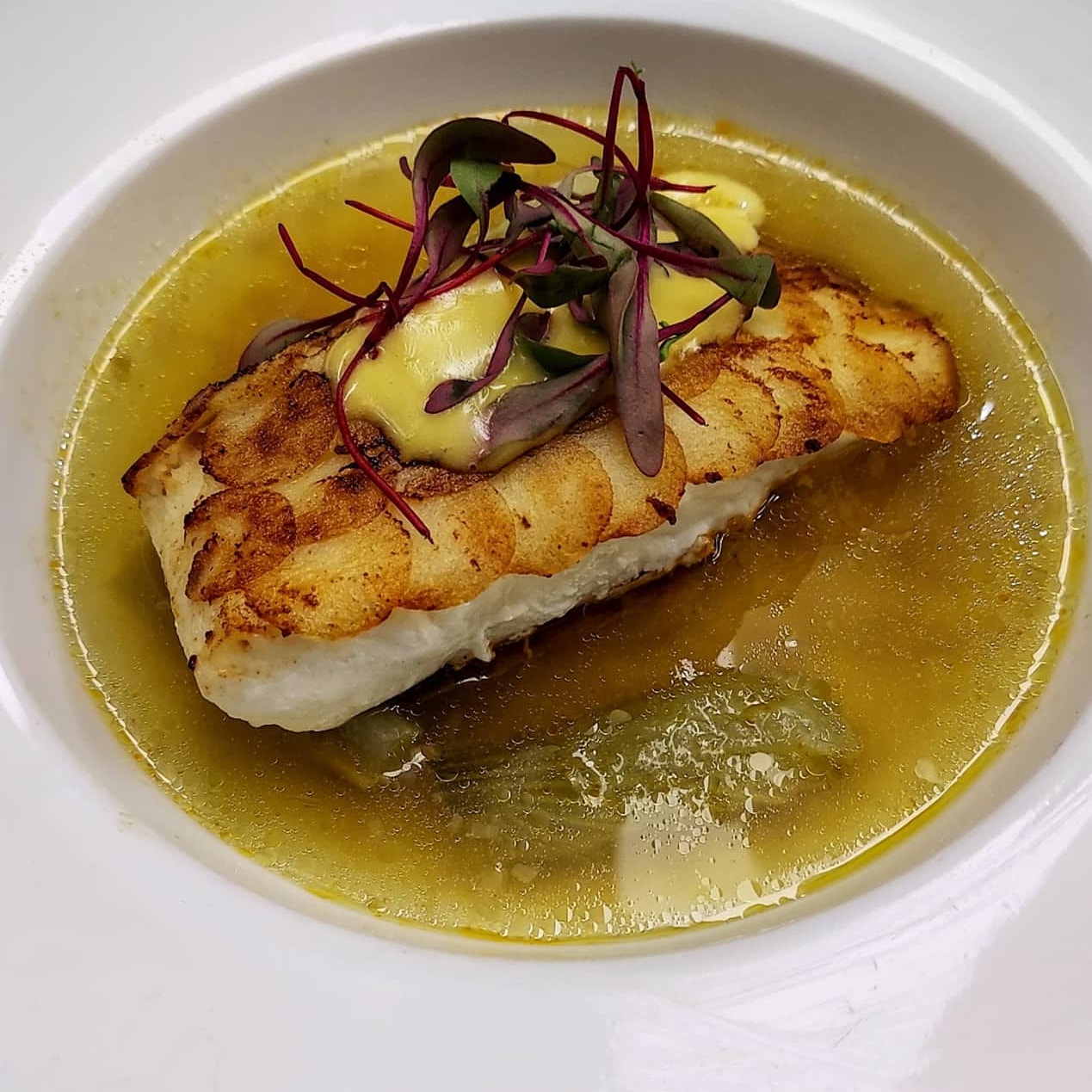 Potato crusted halibut