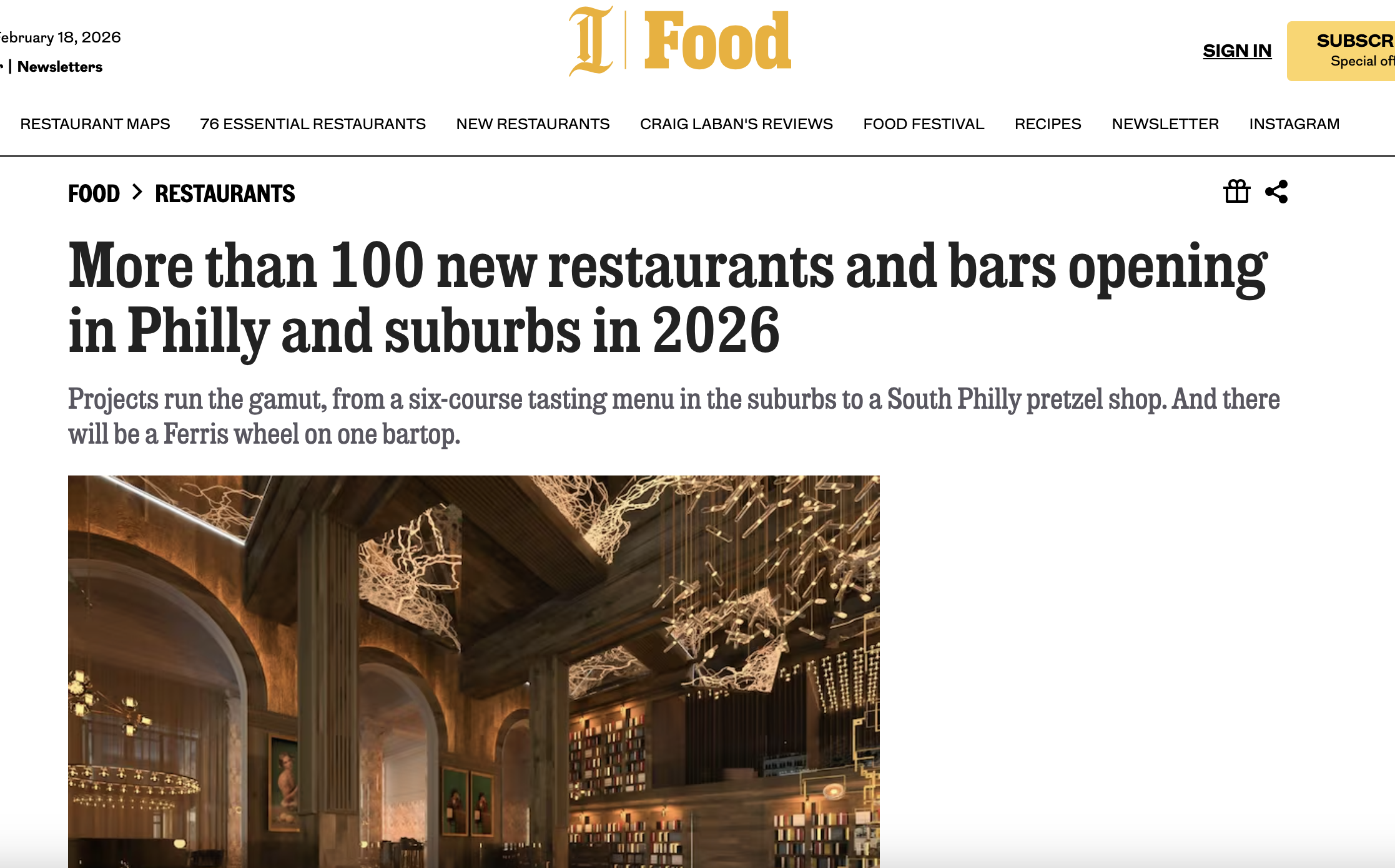 screenshot of philly inquirer article feature