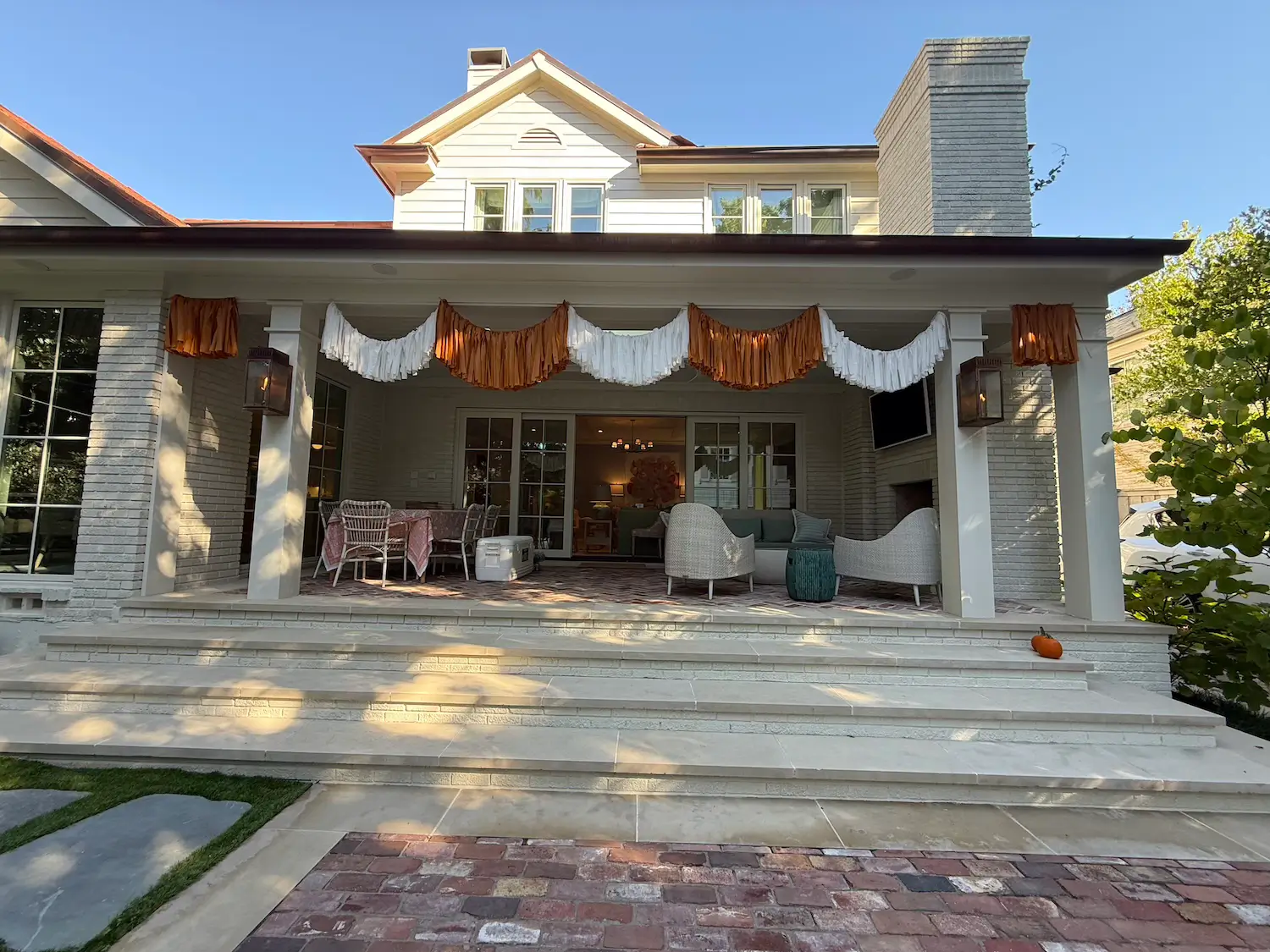 University of Texas at Austin (UT Longhorn) burnt orange and white fringe and stream ropes rentals in Dallas