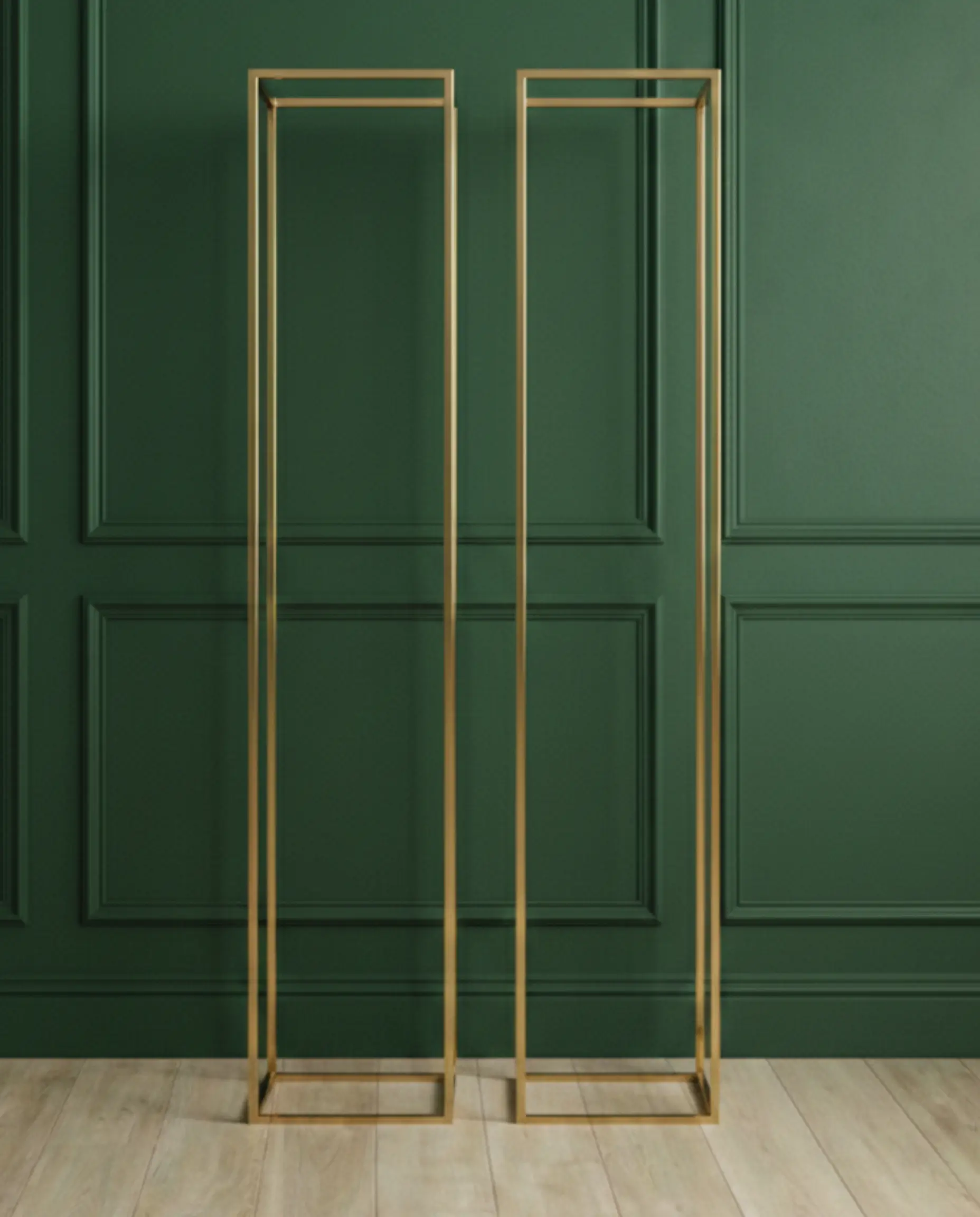 7' Gold Rectangular Pillar Stand Rental for Weddings, Entrances in Dallas