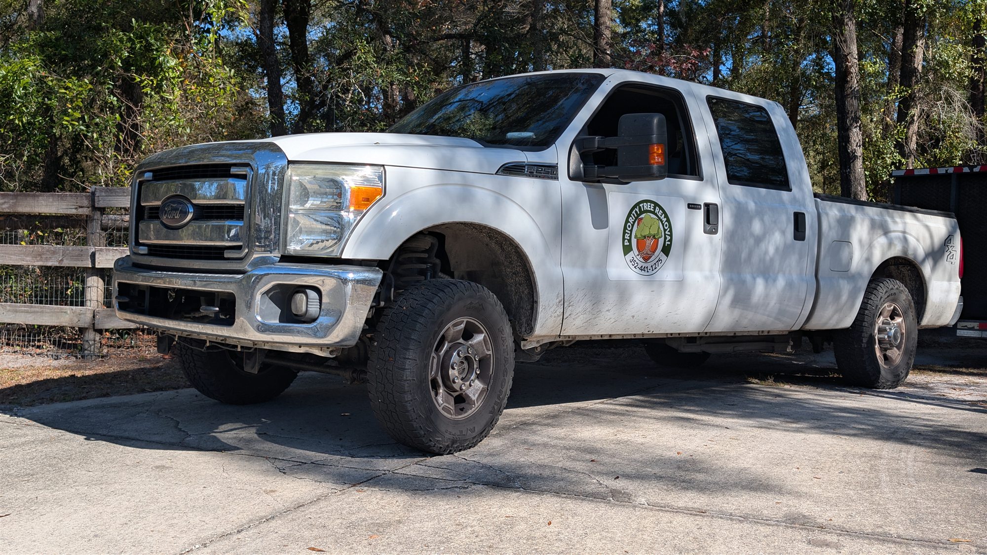 Priority Tree Removal white service truck ready for Ocala tree work