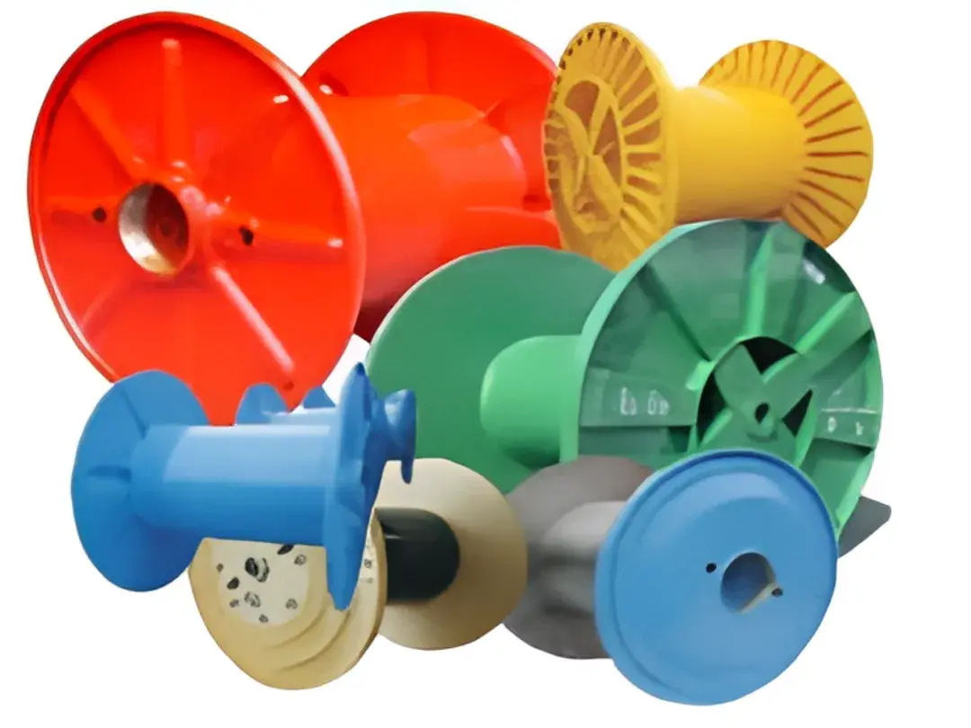 ignoreGeneration#Used corrugated shipping reels for cable storage