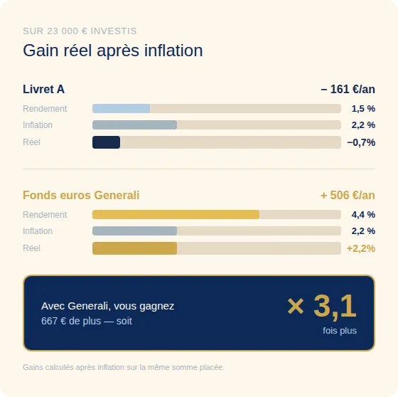 fonds euros Générali VS inflation