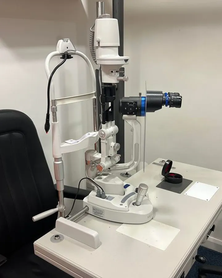 Professional slit lamp biomicroscope equipment for comprehensive eye examinations at opticians