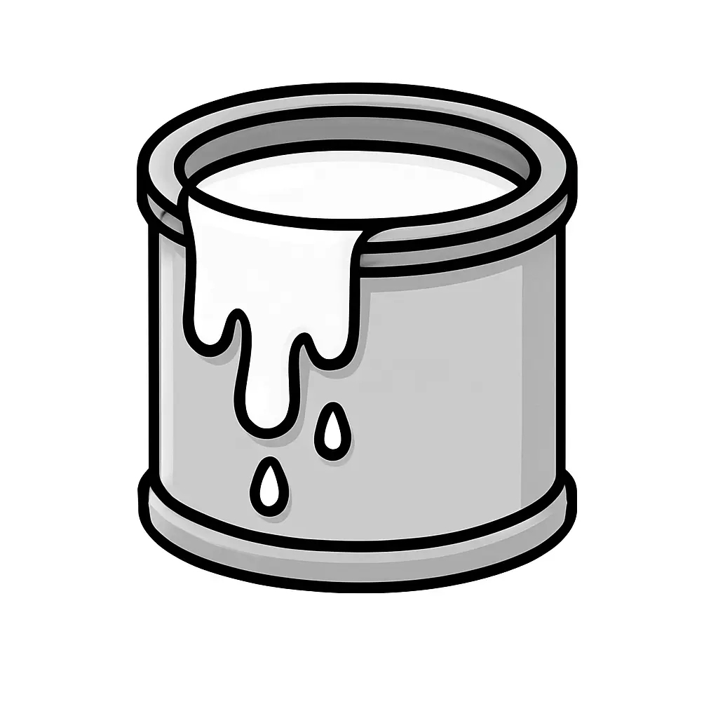 A bucket with white paint
