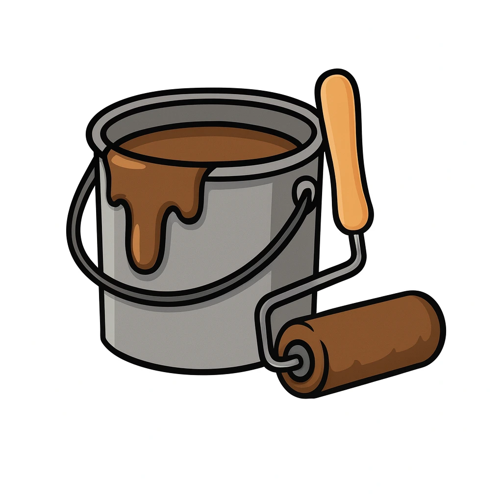 A bucket of brown paint