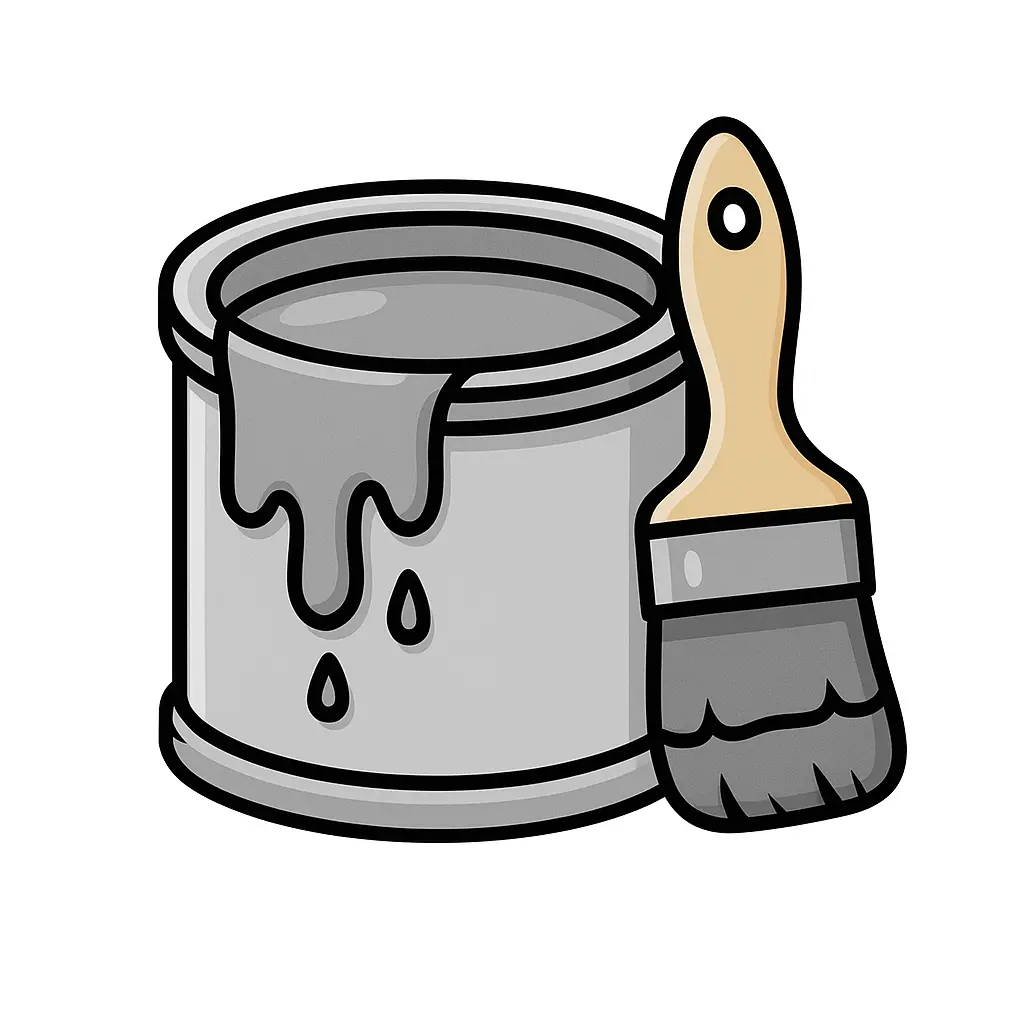 A buecket with grey paint