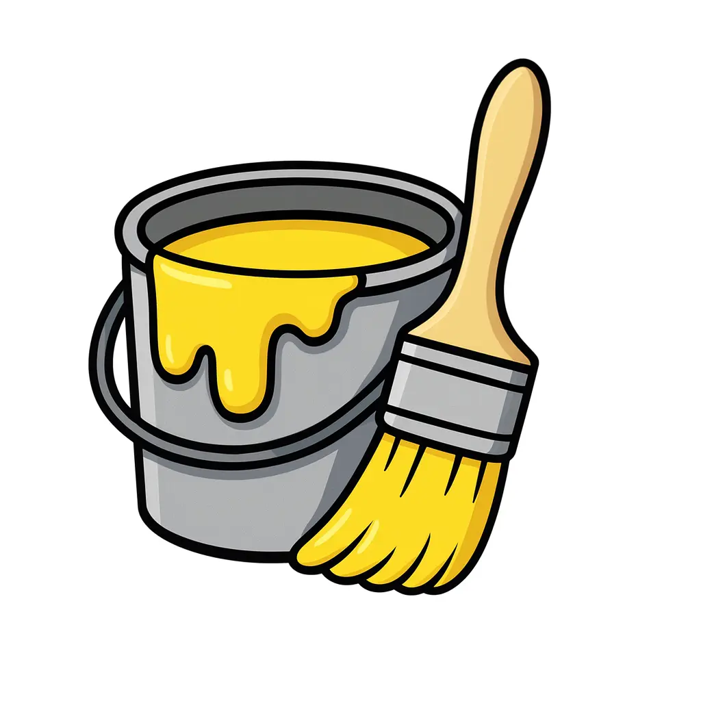 A bucket with yellow paint