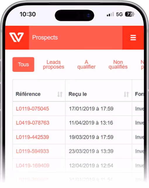 Application mobile CRM Leadvalue - gestion des leads en déplacement