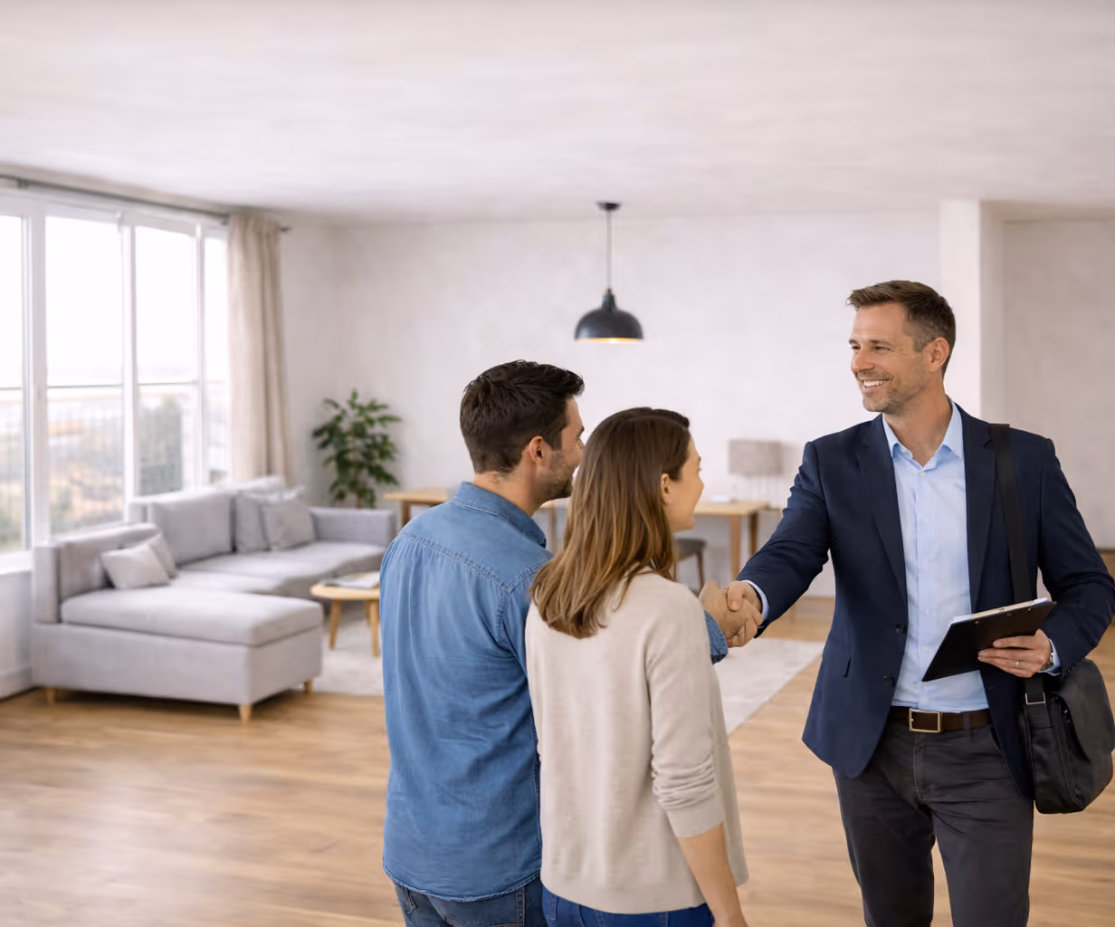 Agent immobilier faisant signer un mandat de vente à un propriétaire - leads mandat Leadvalue