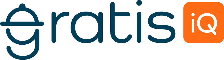 Gratis IQ company logo with stylized lowercase text and an orange square containing 'iQ'.