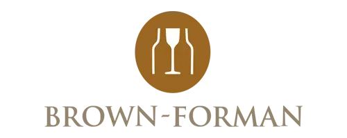 Brown-Forman logo featuring two stylized wine glasses side by side.