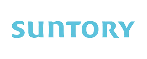 Suntory brand logo in blue text.