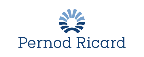 Pernod Ricard logo displaying a blue and turquoise circular design above the company name in dark blue text.