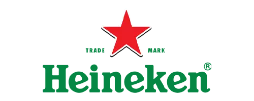 Heineken logo with a red star above green text on a white background.
