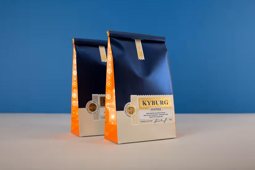 Kyburg Guetzli Flat-bottom pouches with exclusive appearance