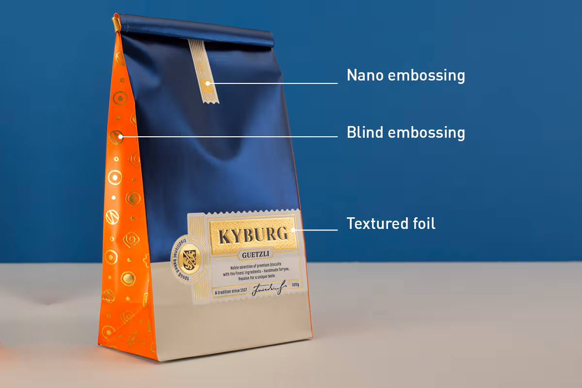 Kyburg Guetzli Flat-bottom pouches with exclusive appearance