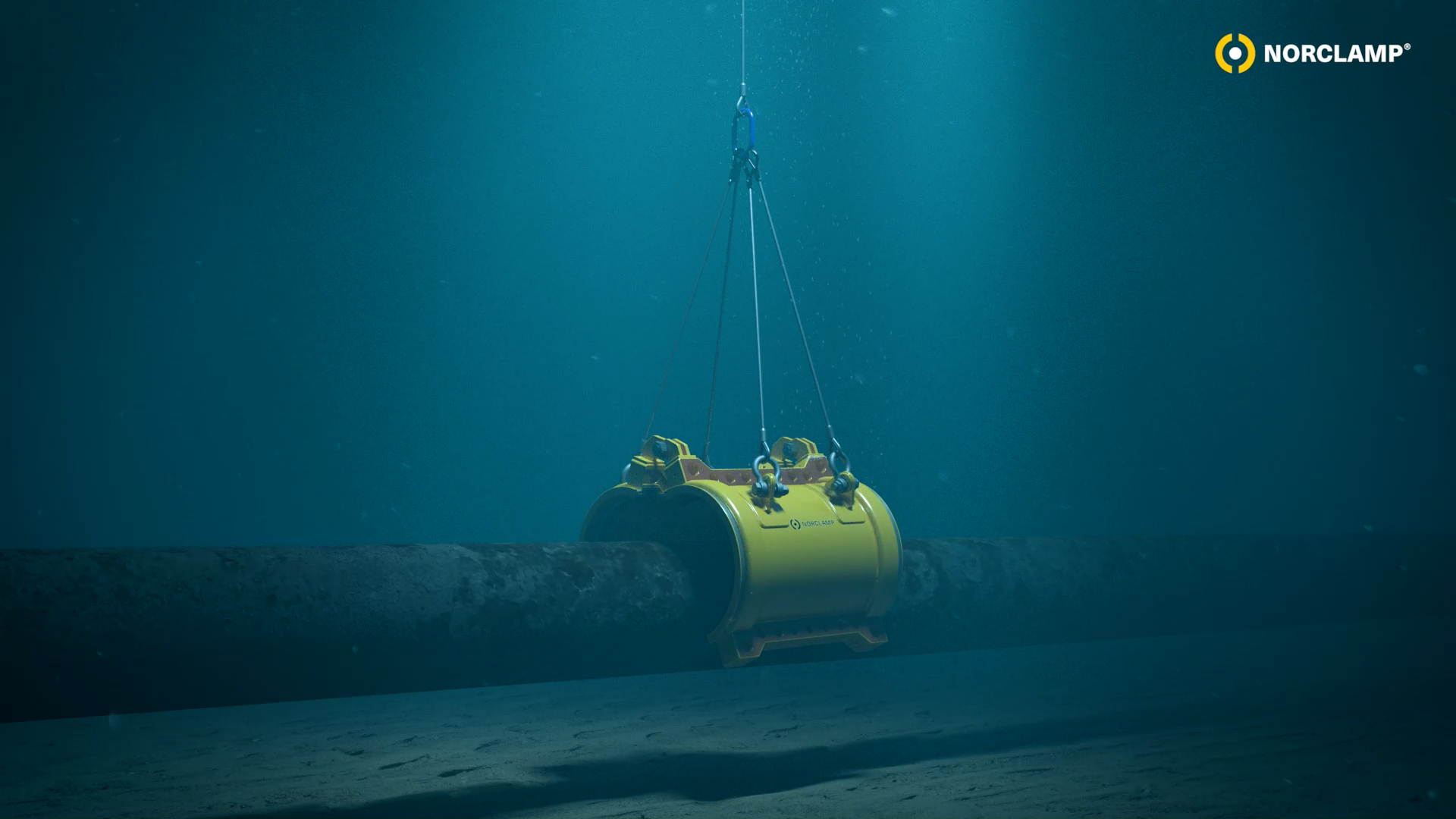Norclamp Infinity clamp being lowered onto subsea pipeline.