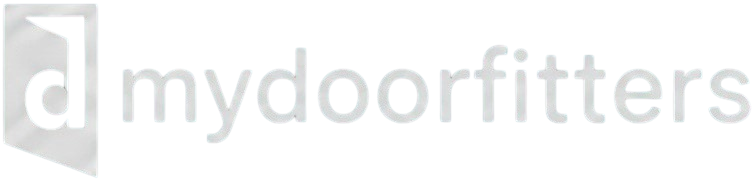 Logo featuring a stylized lowercase 'd' inside an open door outline next to the text 'mydoorfitters'.