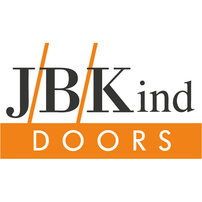 JB Kind Doors logo with stylized black text and orange rectangle background behind the word 'DOORS'.