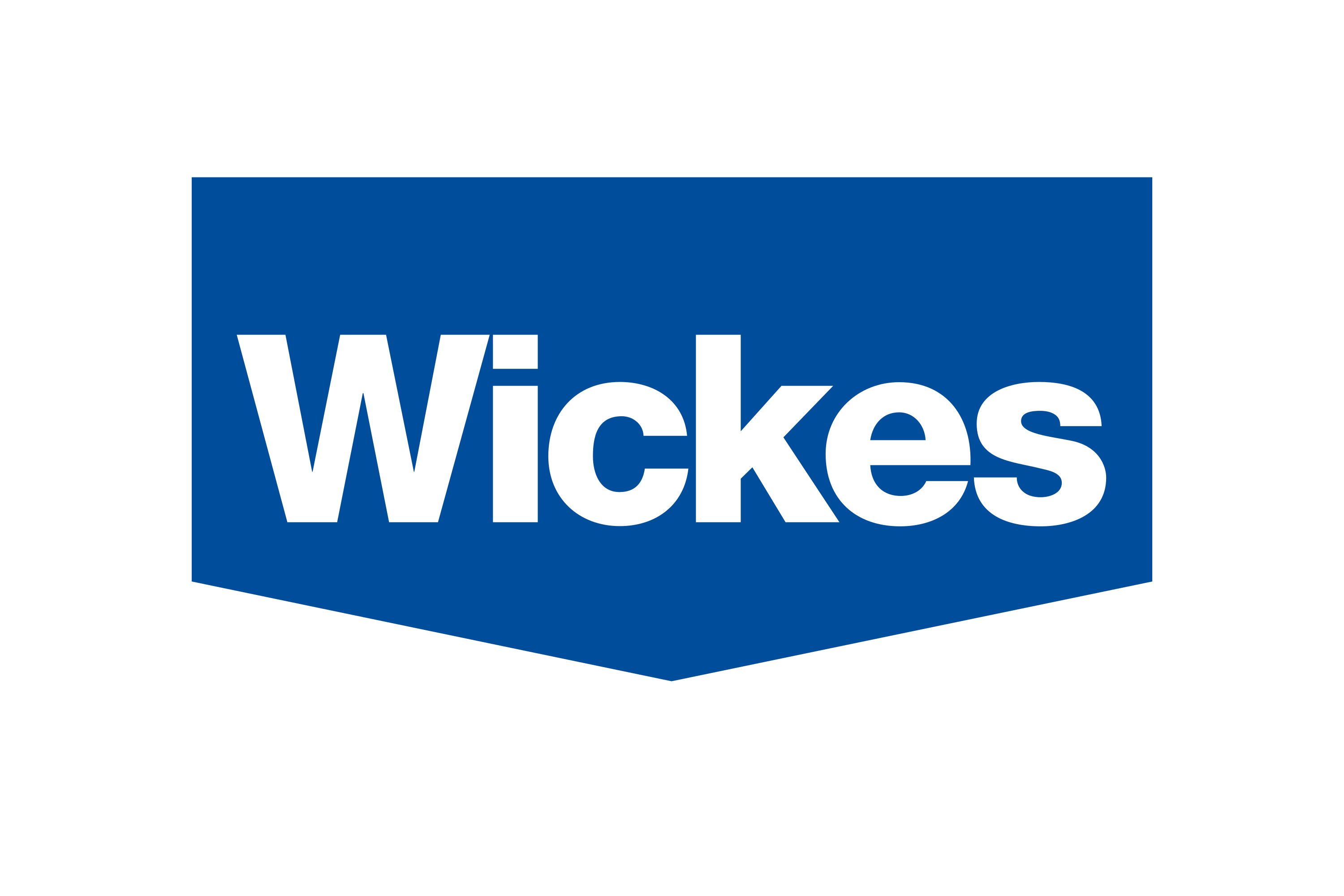 Wickes logo with white text on a blue shield-shaped background.