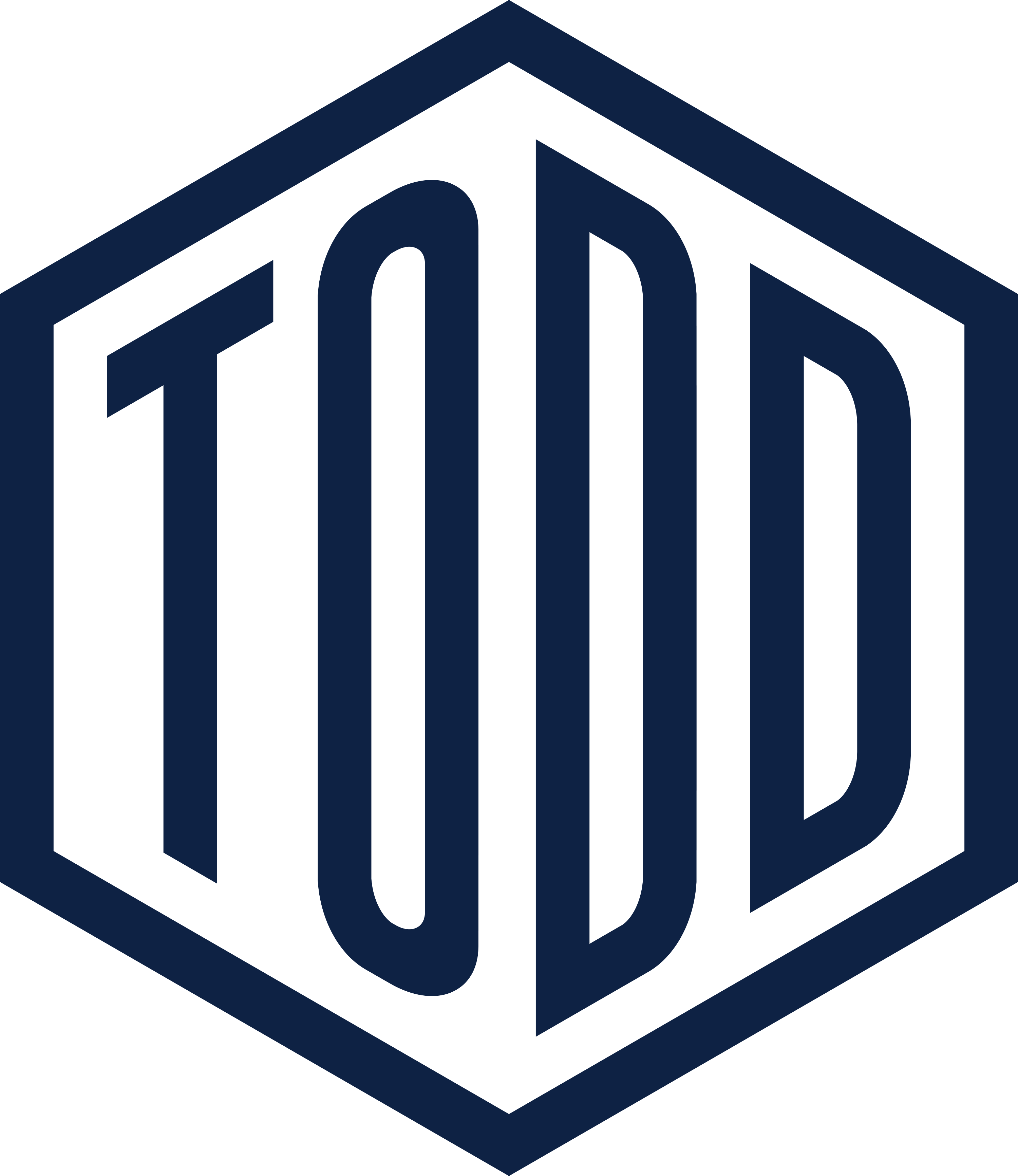 Dark blue hexagonal logo with the word TODD stylized inside.