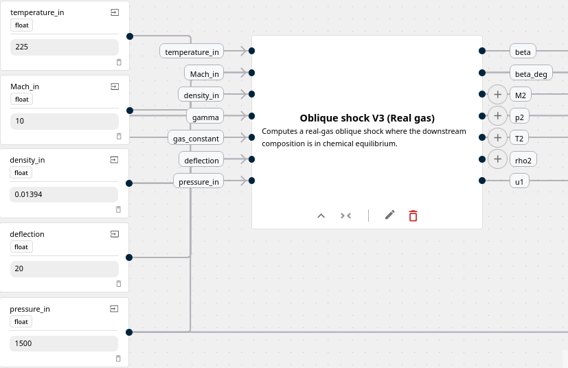 An image of the oblique shock wave calculator with high-temperature gas effects