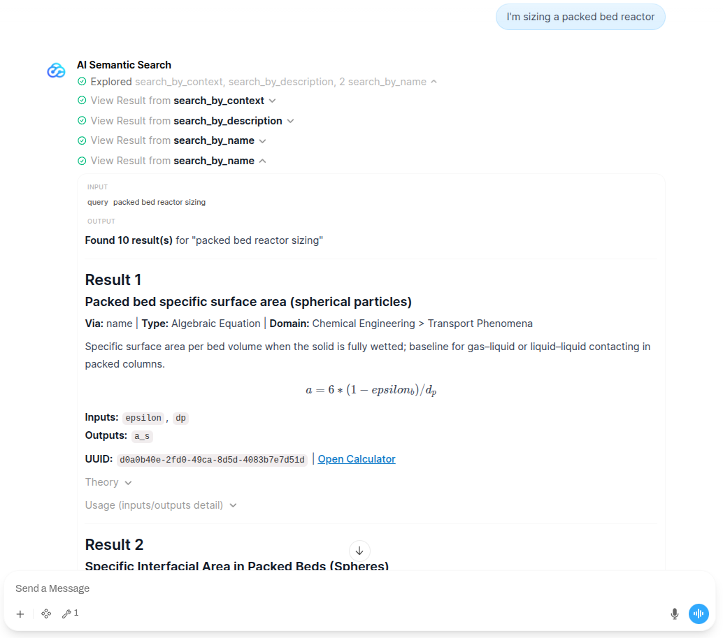 Semantic Search for "I'm sizing a packed bed reactor"