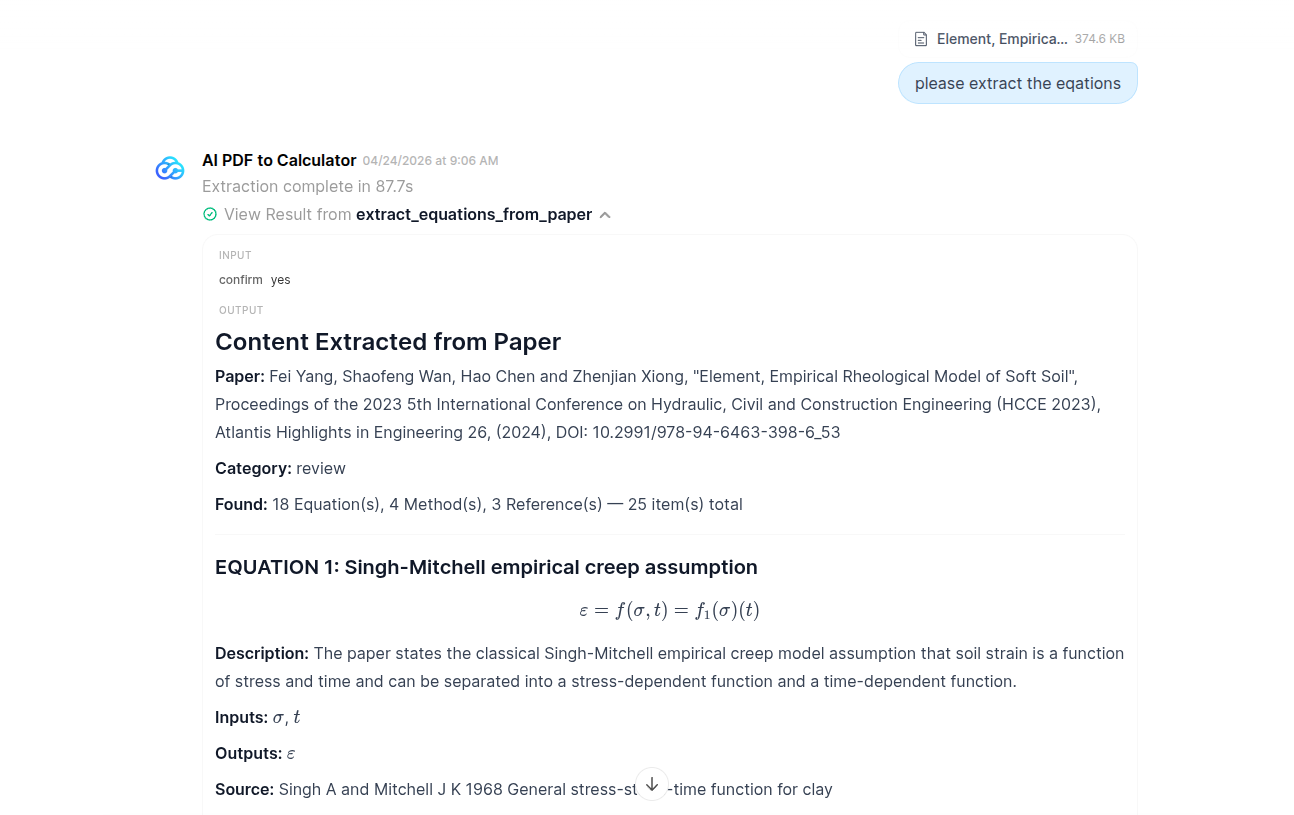 PDF to Calculator Extraction Results