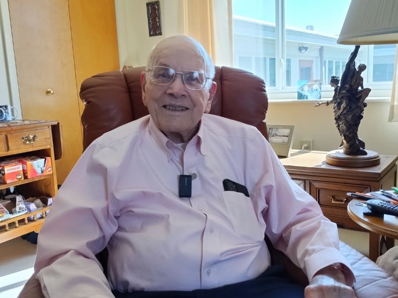 Dick Leighton in his apartment at Wesley Willows