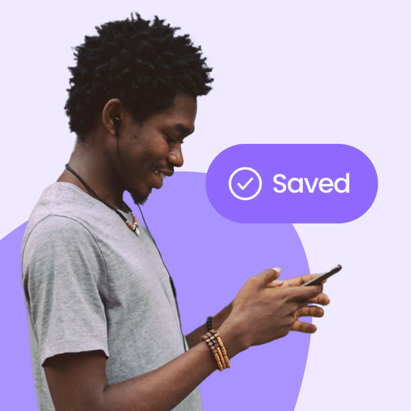 An image of a person on their phone, saving an item to wakelet