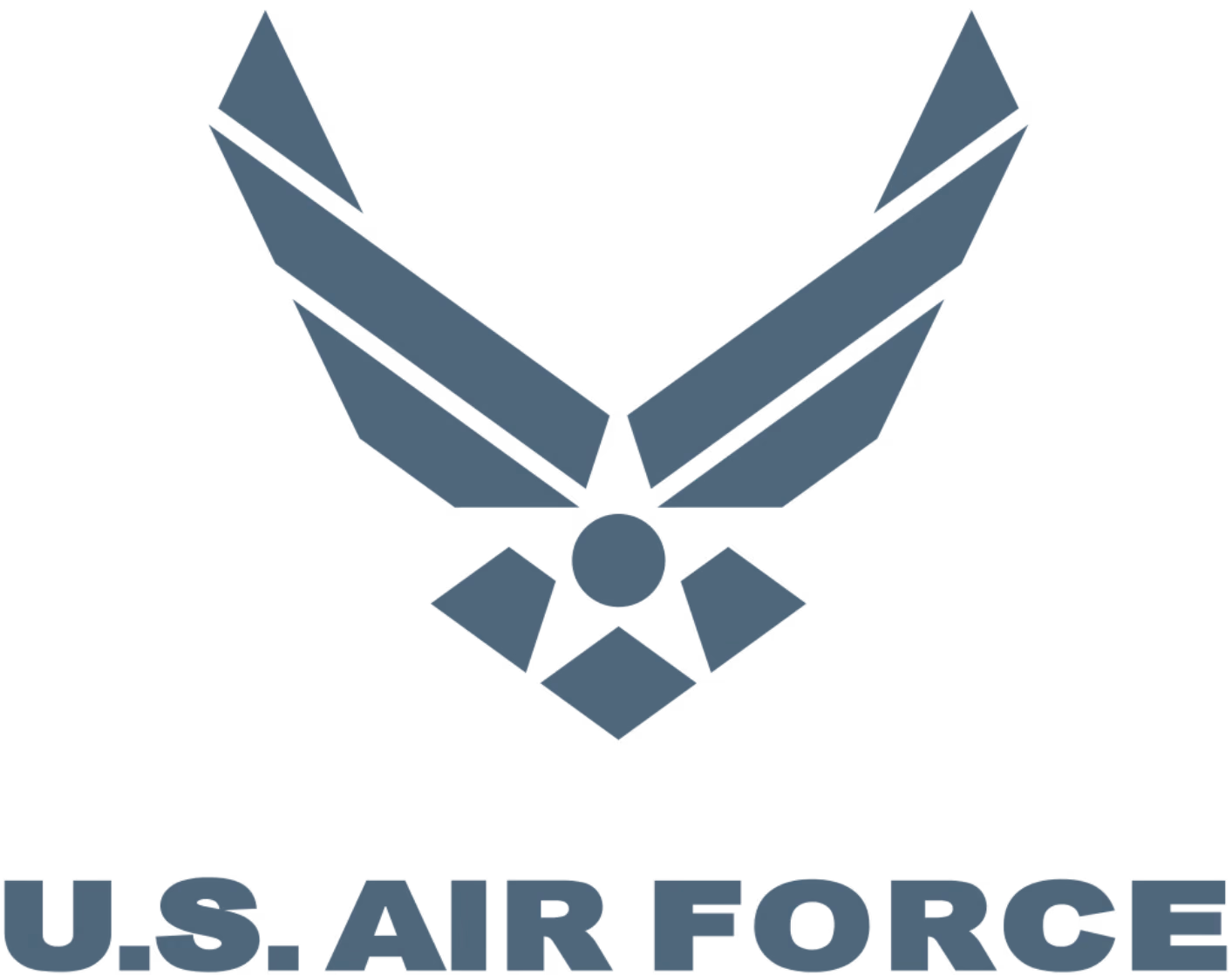 Symbol of U.S. Air Force with stylized wings above text reading U.S. AIR FORCE.
