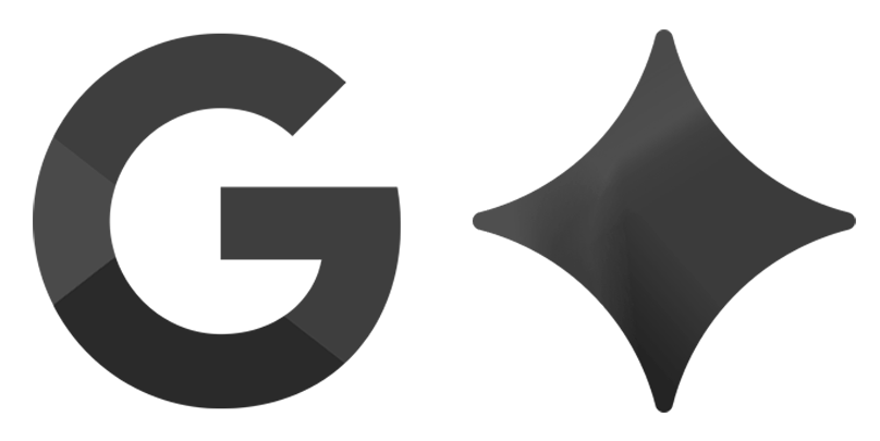 Logotipo de Google con la letra G multicolor acompañada de un diseño de estrella a la derecha.