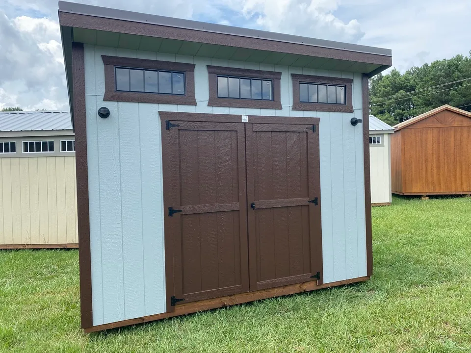 MODERN UTILITY 10 x 12 PREWIRED 2 OUTSIDE LIGHTS 1 OUTSIDE OUTLET $4,660 CASH PLUS TAX RENT TO OWN $205 PER MONTH