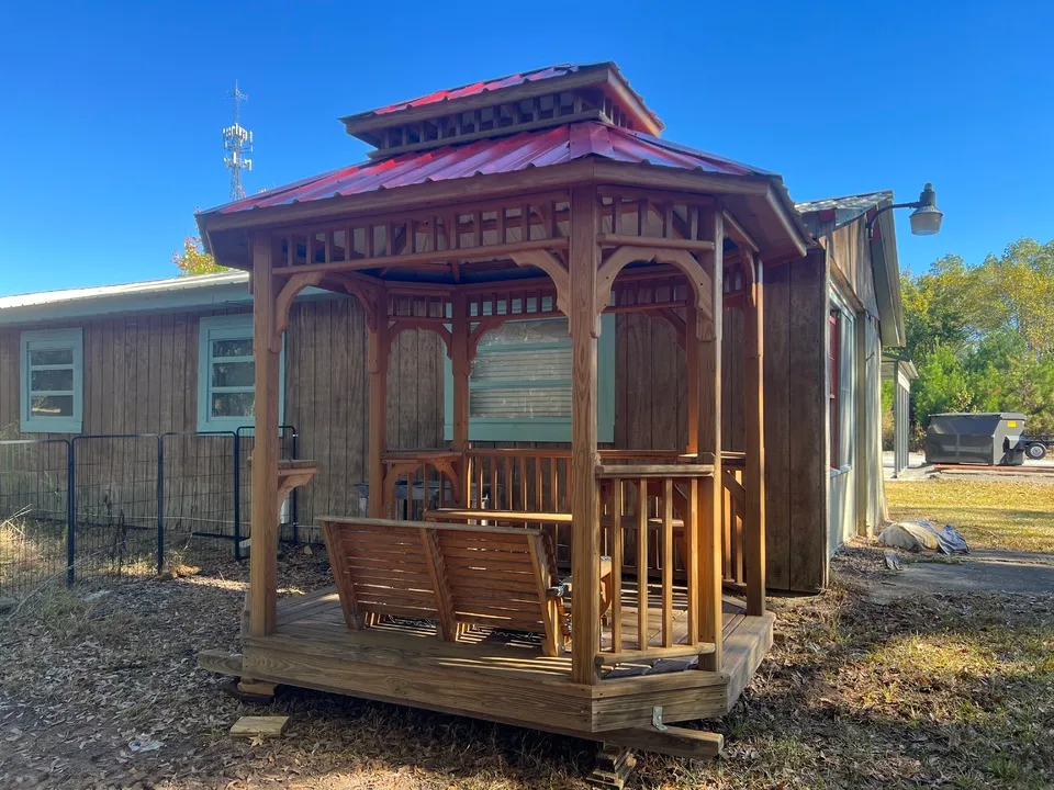 USED $4775 + tax, T House Gazebo - Stained 8x9, $199+ tax 48 months-First Payment upfron to deliver