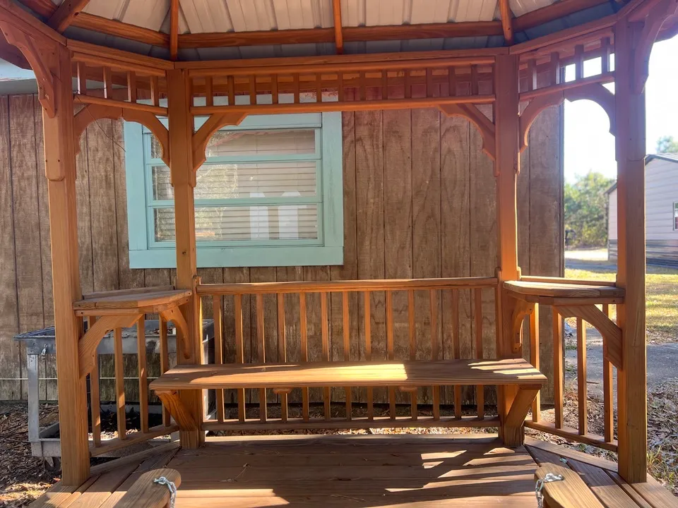 USED $4775 + tax, T House Gazebo - Stained 8x9, $199+ tax 48 months-First Payment upfron to deliver