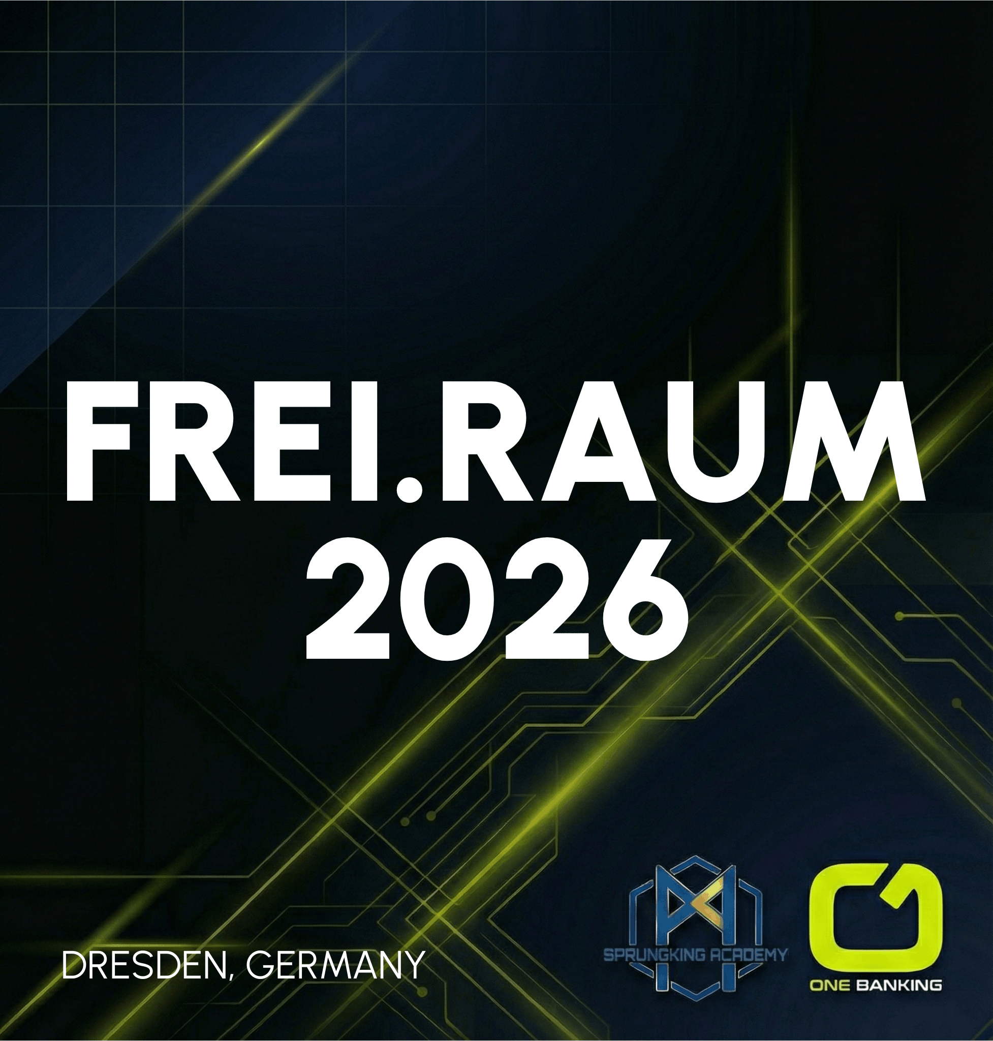 "AI CONNECT ZÜRICH" text in bold white letters on a black background with green diagonal accents, alongside small logos for ONE BANKING and THE POWER OF AI.