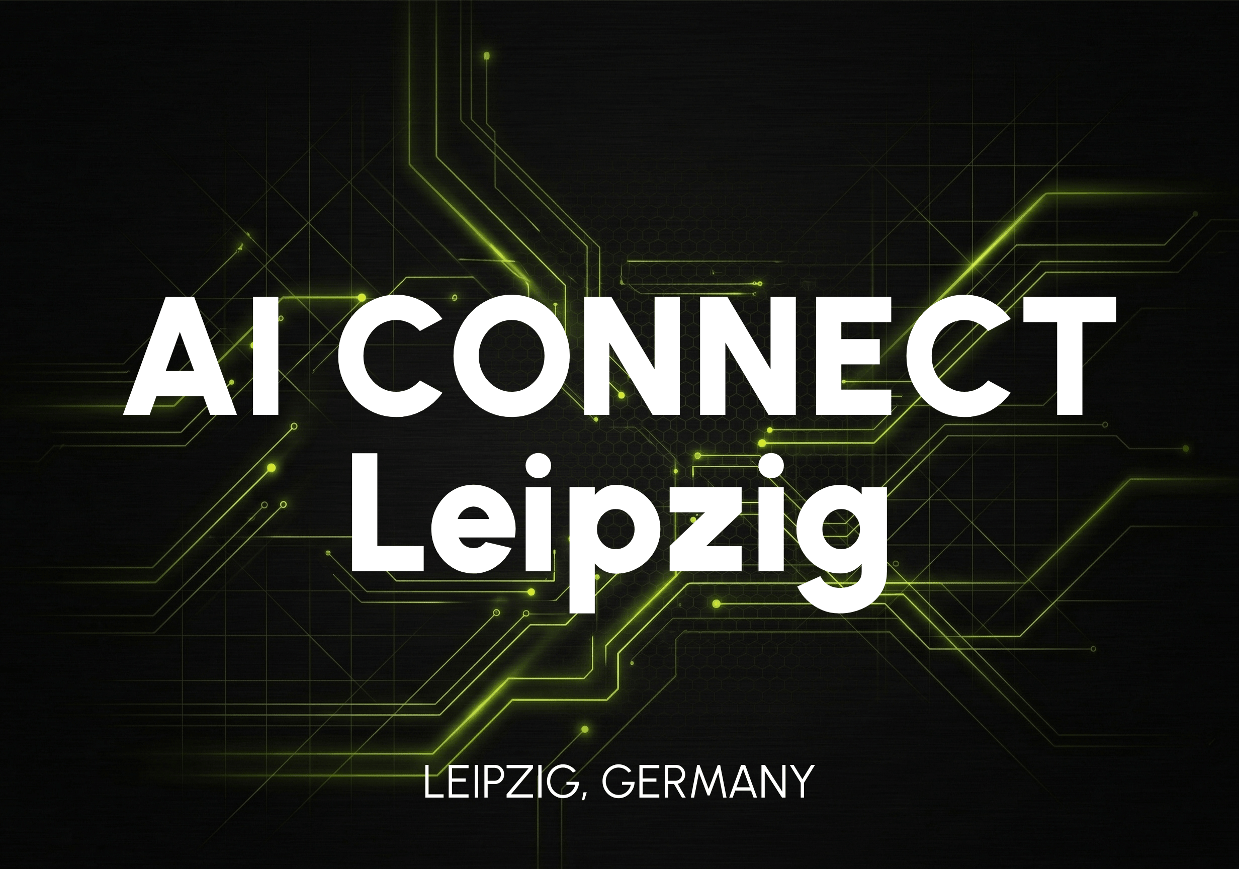 Text reading 'AI CONNECT ZÜRICH' in white bold letters on a black and green geometric background with logos for ONE BANKING and the phrase 'THE POWER OF AI.'