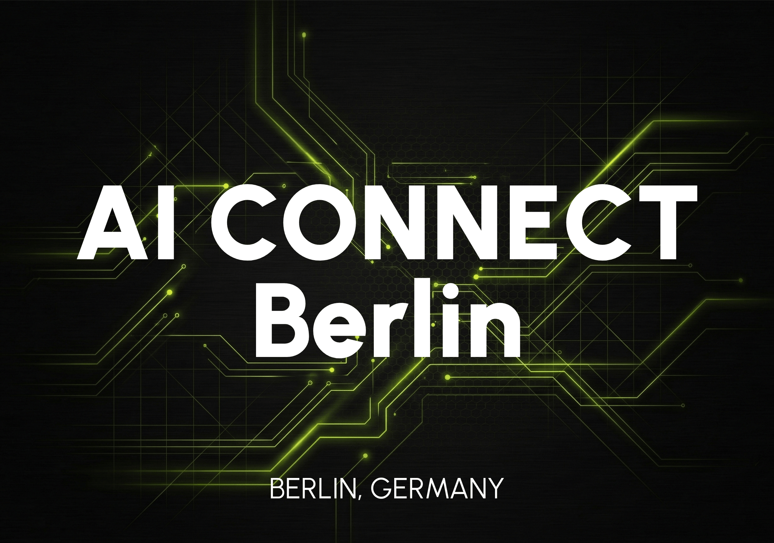 Text reading 'AI CONNECT ZÜRICH' in white bold letters on a black and green geometric background with logos for ONE BANKING and the phrase 'THE POWER OF AI.'