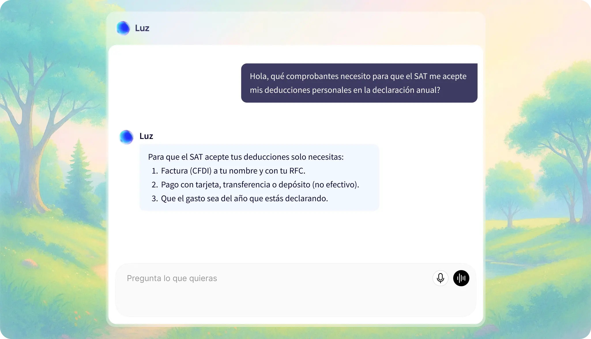 Chat de Santi, el asistente fiscal inteligente de TaxDown