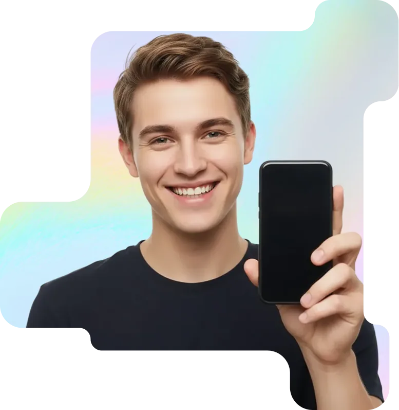 Persona usando su teléfono móvil para descargar y comenzar una declaración fiscal desde la app.