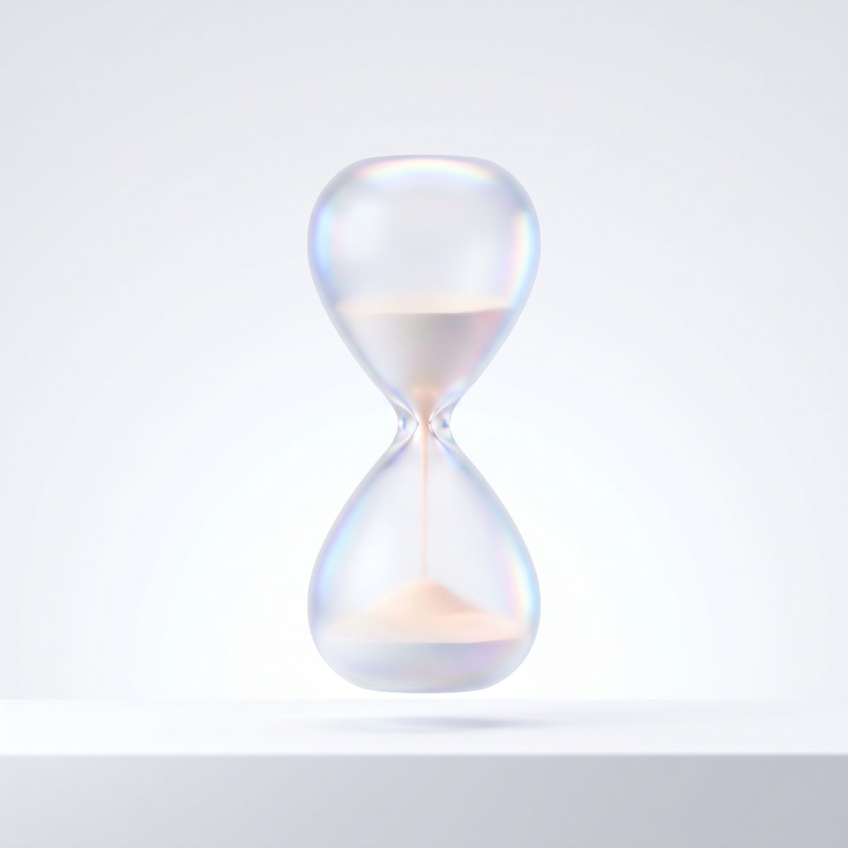 Reloj de arena de cristal iridiscente