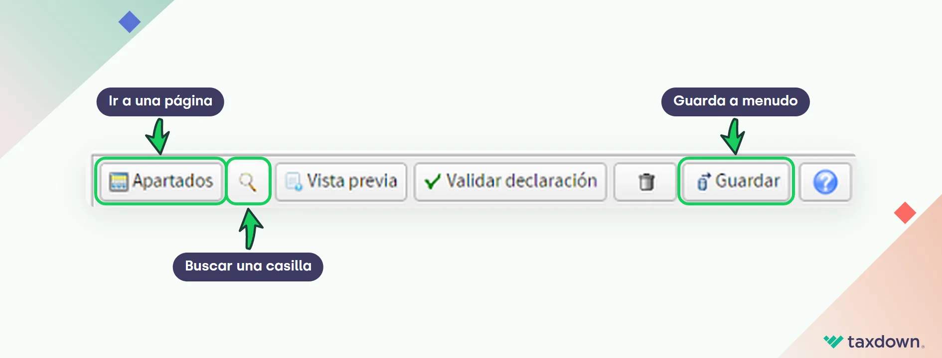 Barra de herramientas de Sociedades WEB con los botones Apartados, buscar y Guardar