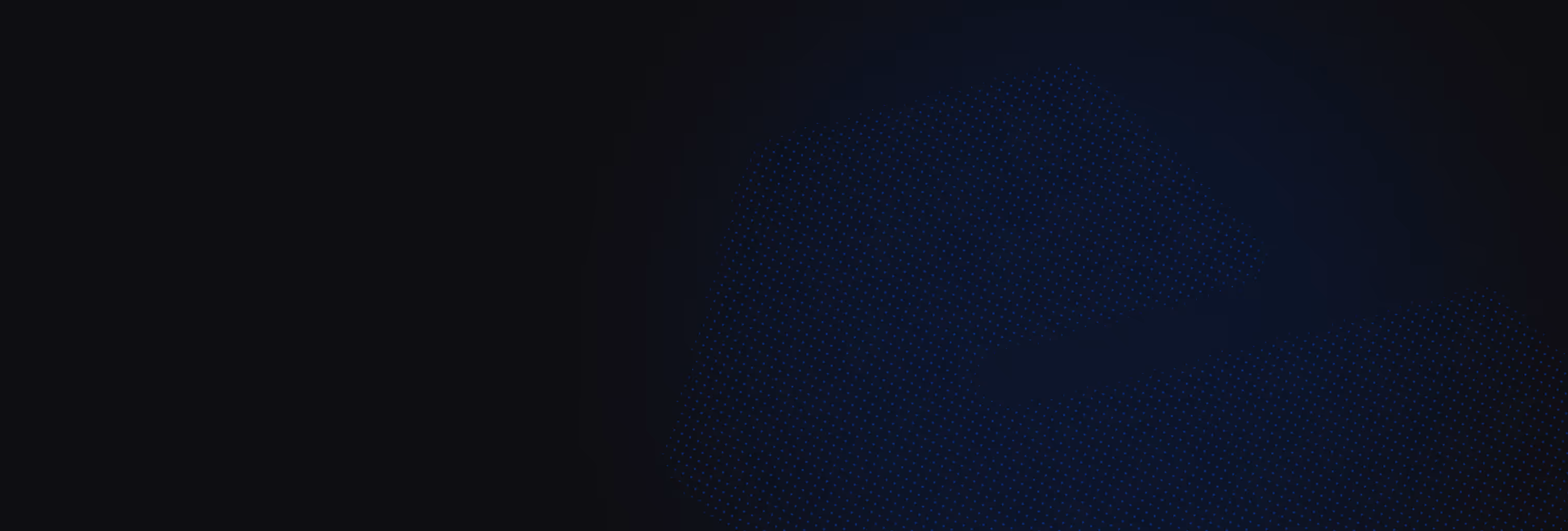 Dark background with a subtle blue dotted pattern forming a stylized abstract shape.